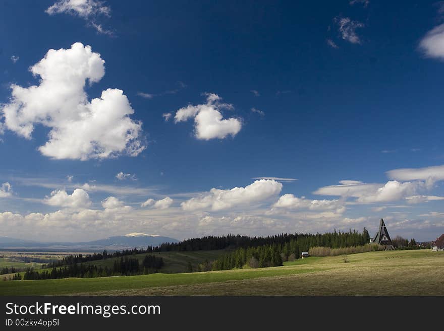 Beautiful mountain landscape in the sunny day