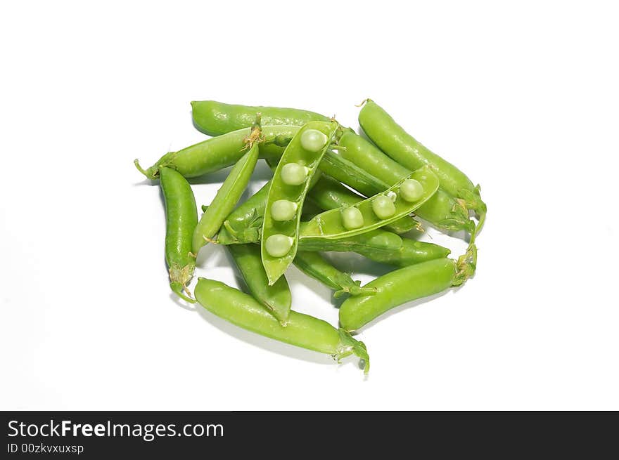 Ripe pea isolated on a white background