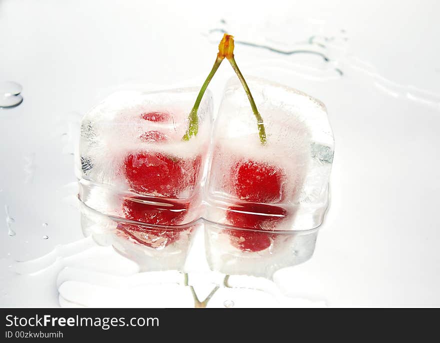 Ripe frozen cherries