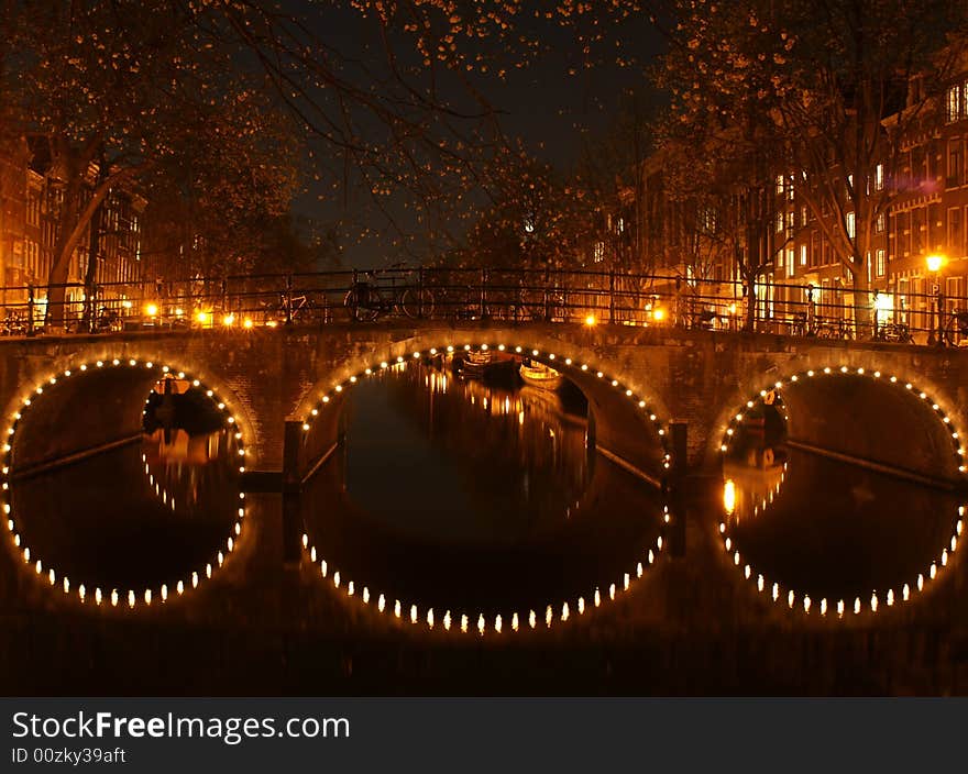 Amsterdam Canal At Night