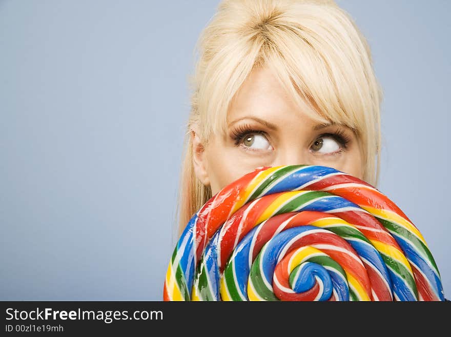 Woman with a lollipop