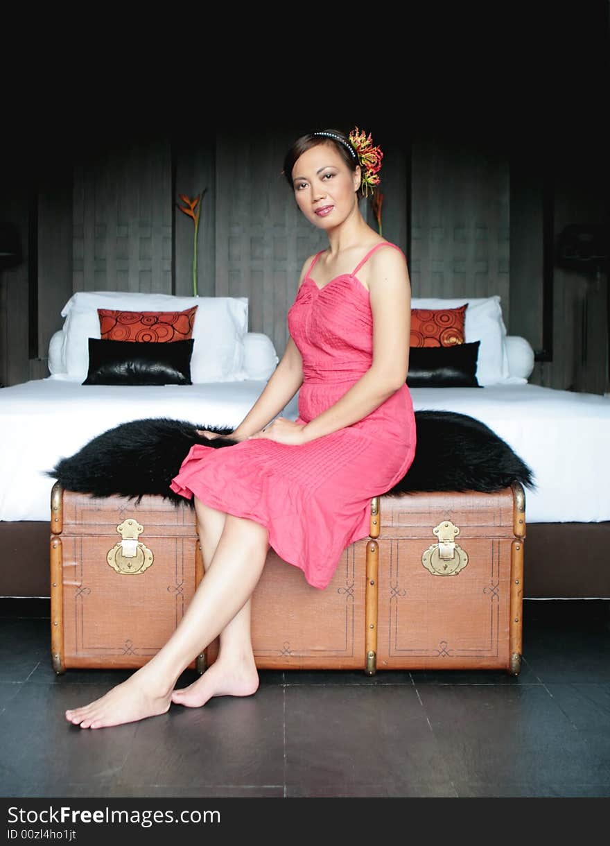 Portrait of a beautiful Asian woman at home. Portrait of a beautiful Asian woman at home.