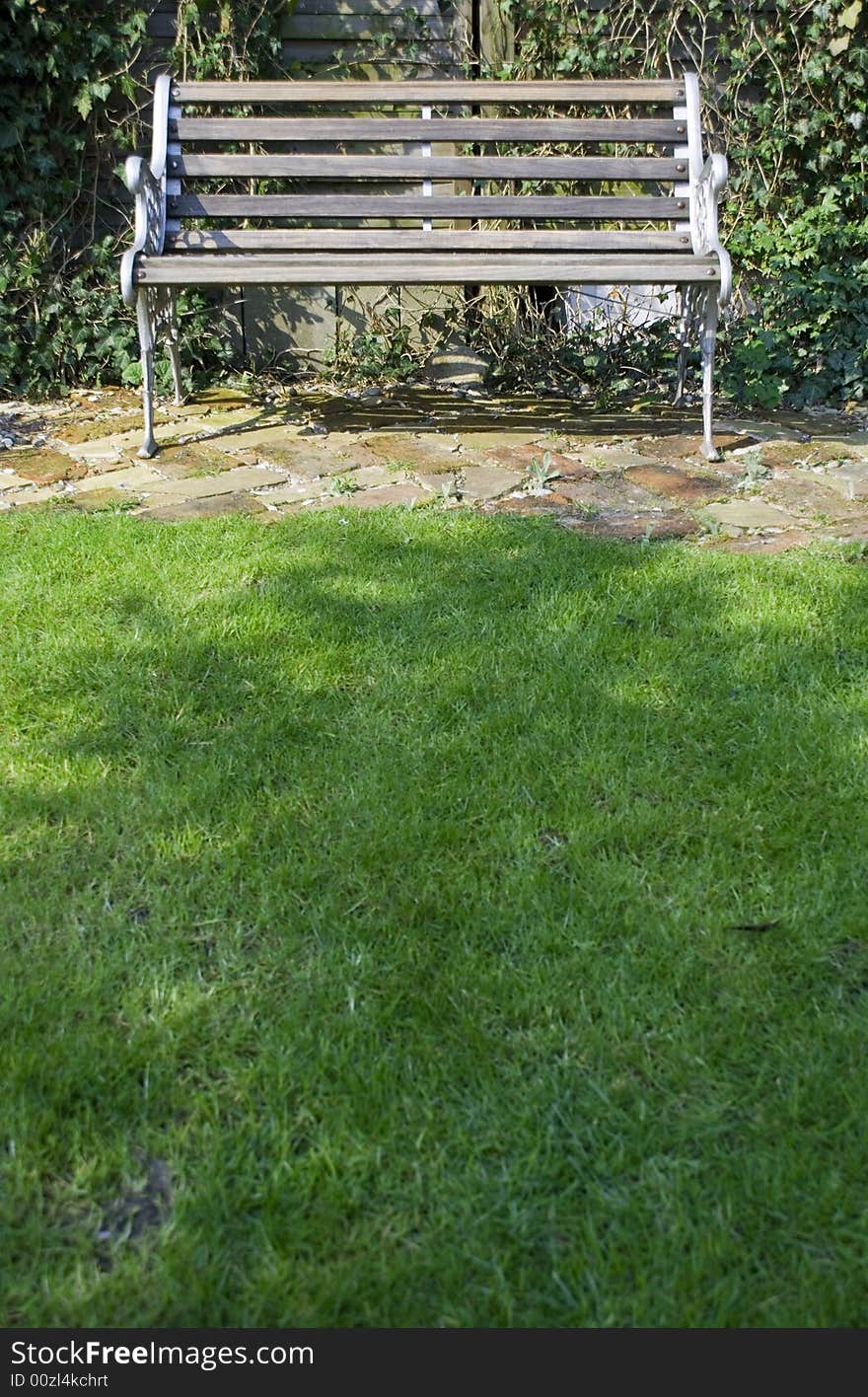 Old bench in a private garden