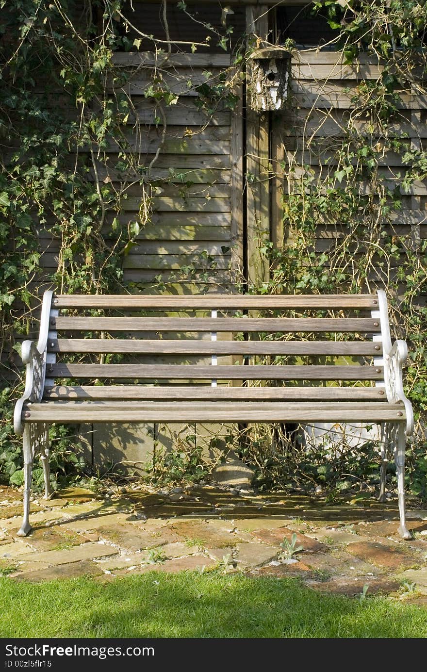 Old bench in a private garden