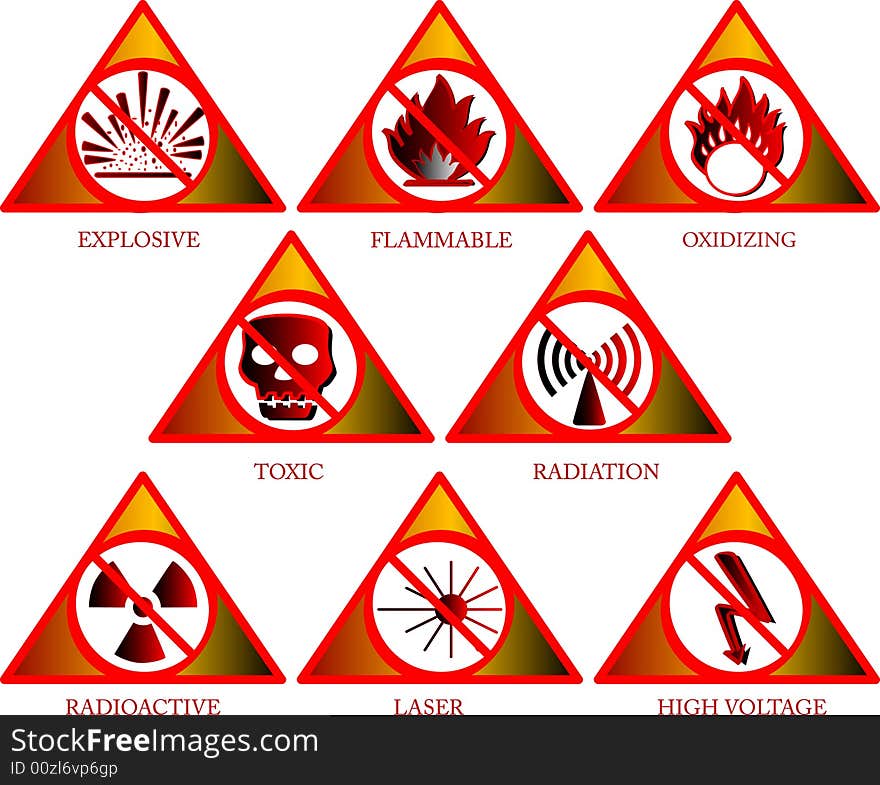 Vector illustration of hazardous symbols. Vector illustration of hazardous symbols