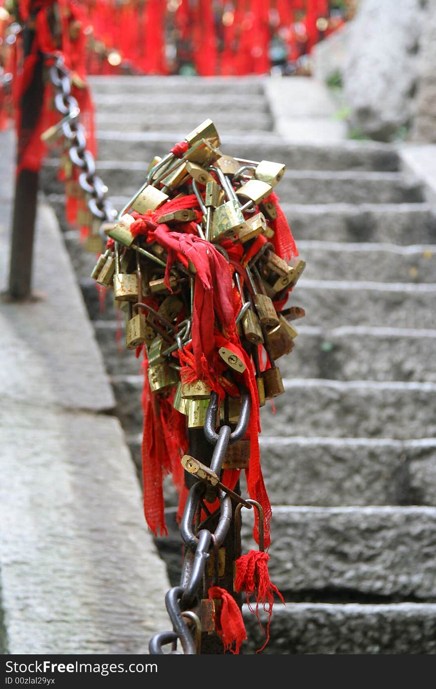 Climbing the hua mountain in china, there's many lock lineups on the mountain pass