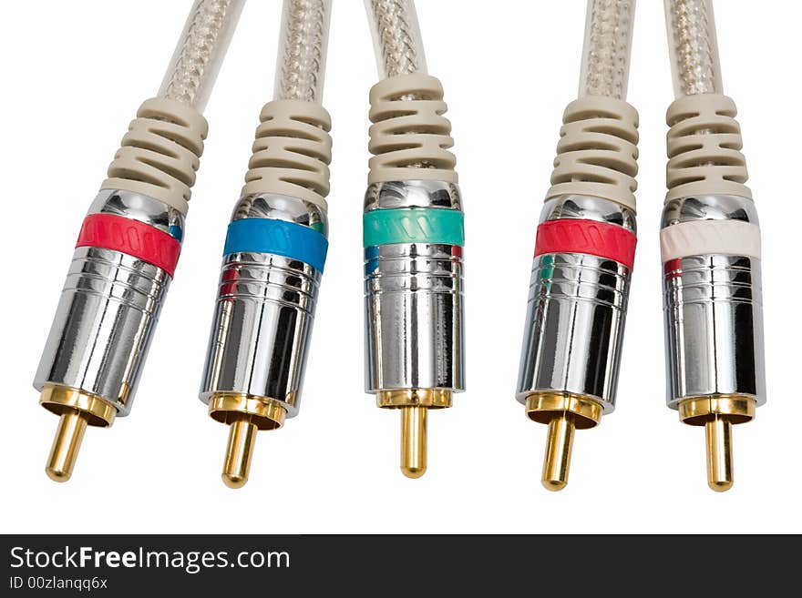 Component video and audio cable with a gold covering