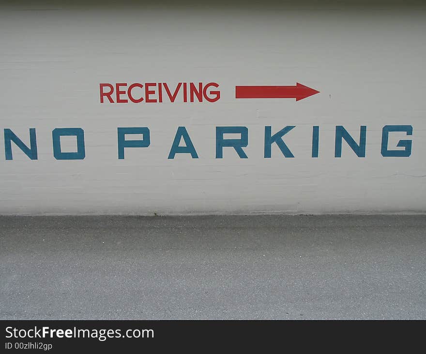 No parking sign and receiving direction sign