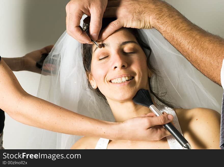 Woman Getting Her Make-up Done - horizontal