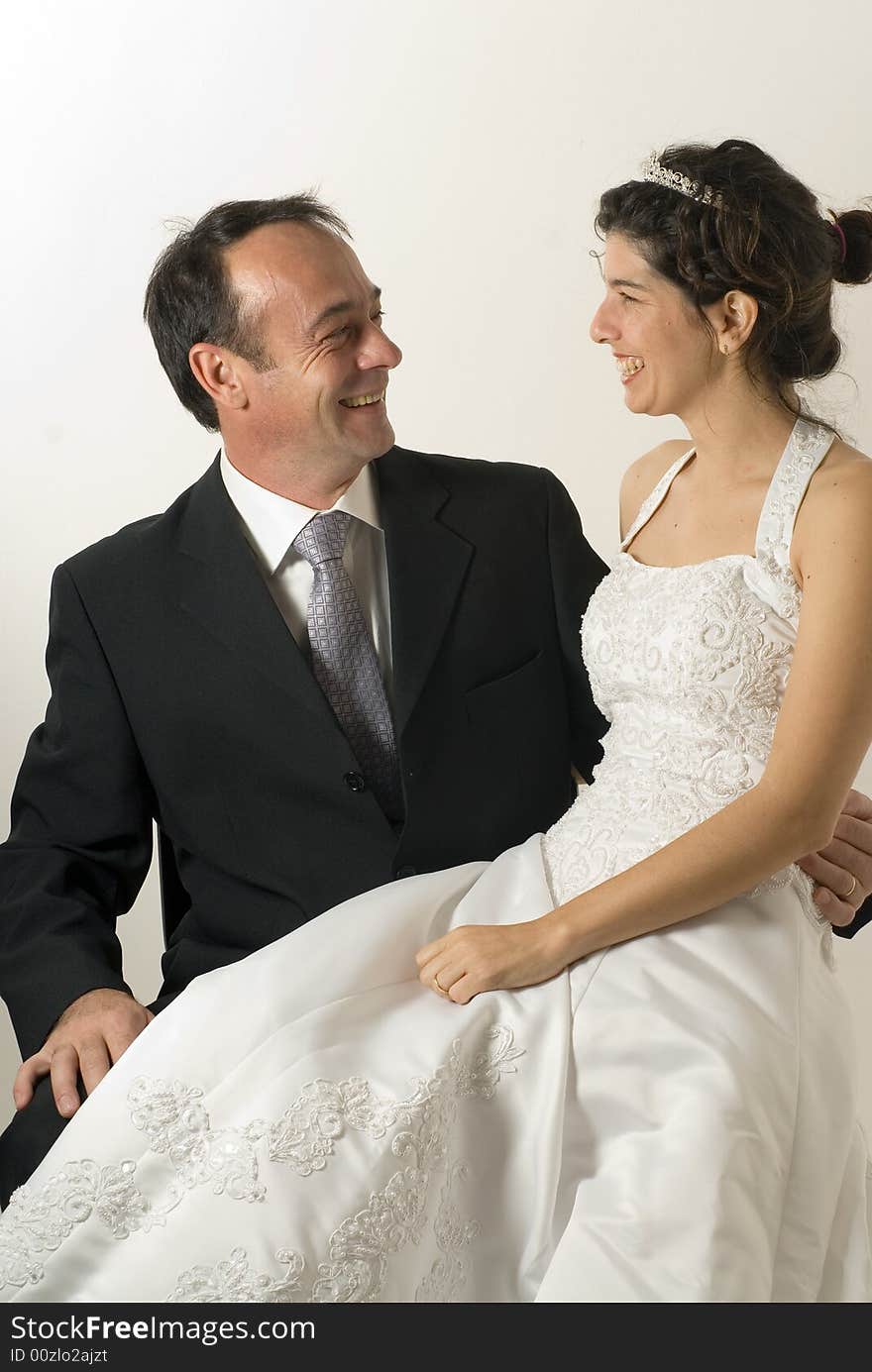 Newly Married Couple Smiling - vertical