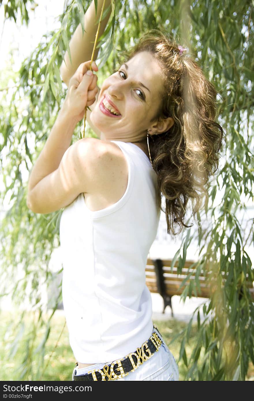 Young cute smiling girl outdoor