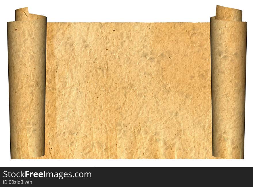 Vintage grunge rolled parchment illustration with ragged borders