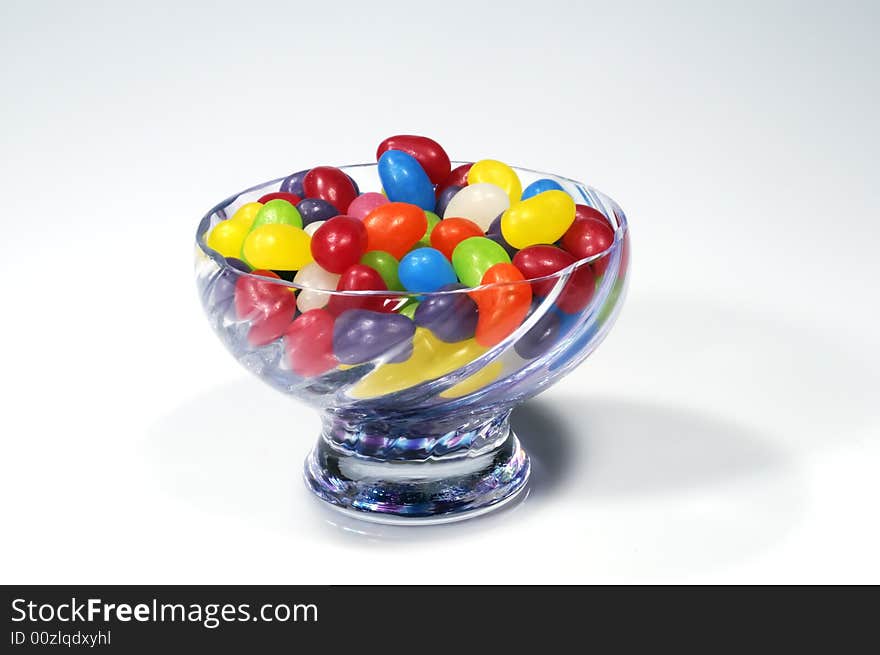 Bowl of jelly beans on white background. Bowl of jelly beans on white background