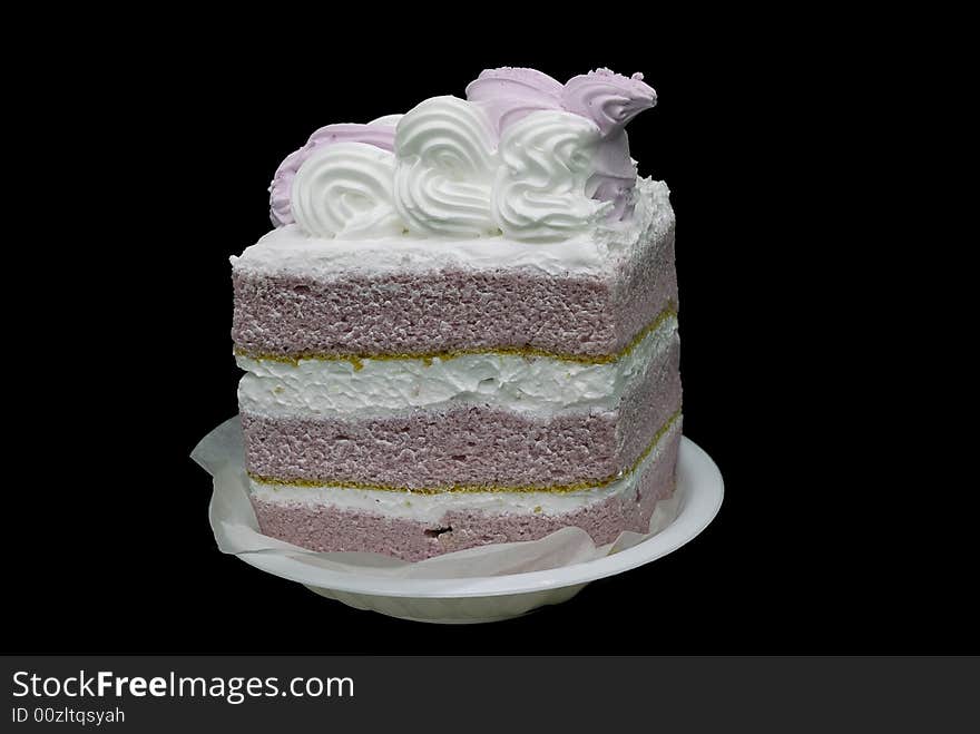 Isolsted cake on black background. Isolsted cake on black background