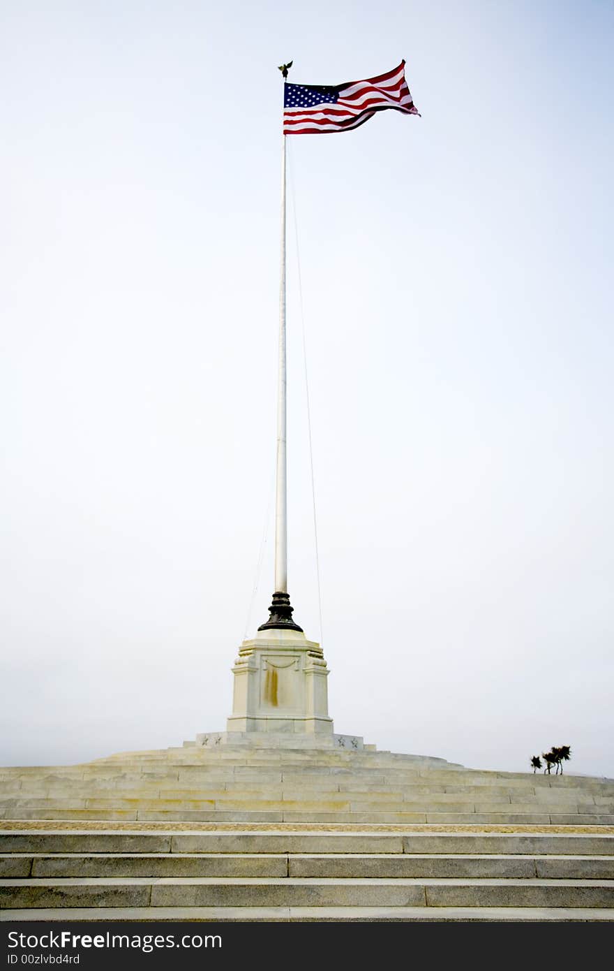 American flag flying at a United States National Cemetery in Northern California