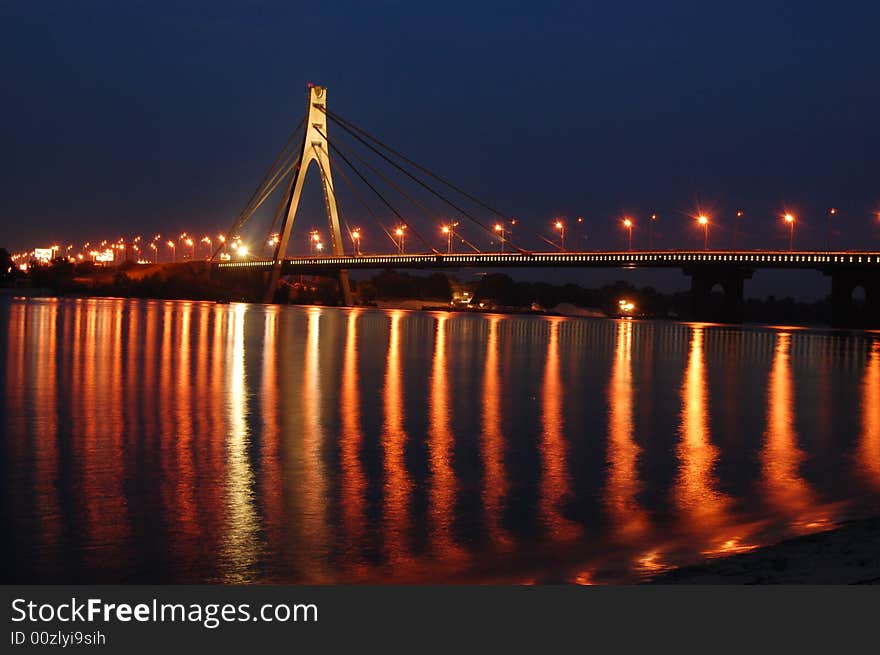 Moscow Bridge Across Dnepr River. Kiev,Ukraine