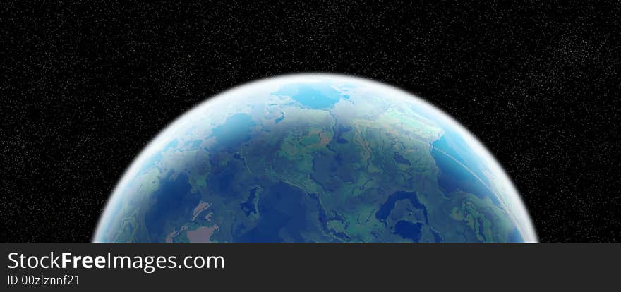 Earth Like Planet In Space With Stars - Illustration