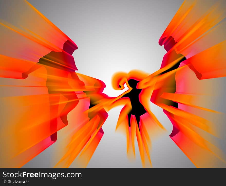 Jumping family silhouette with flames and colors. Jumping family silhouette with flames and colors