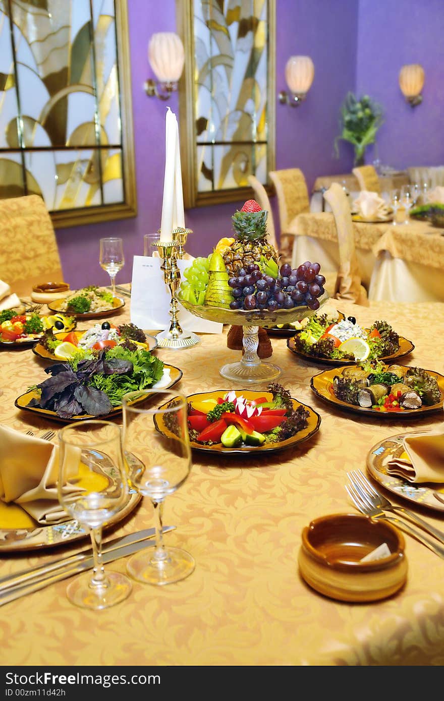 Served table in restaurant