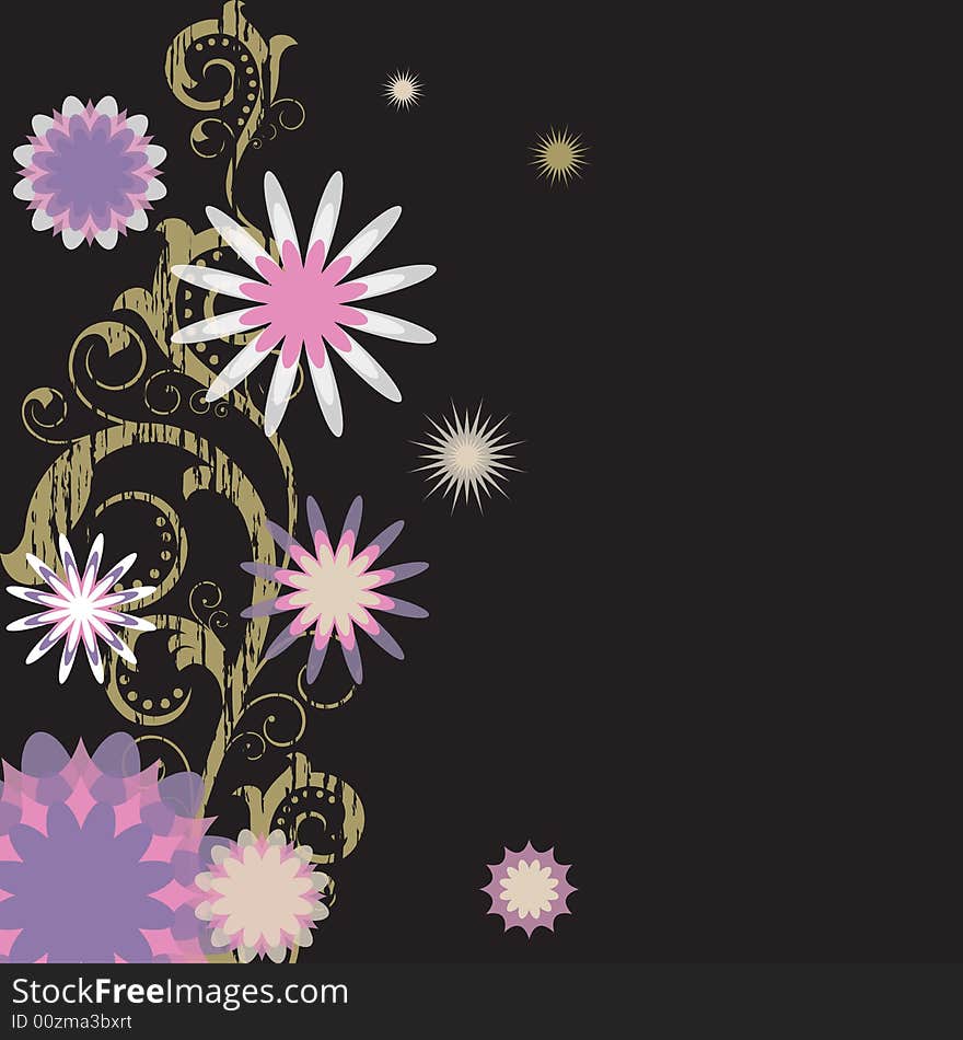 Background  with  flowers and branches