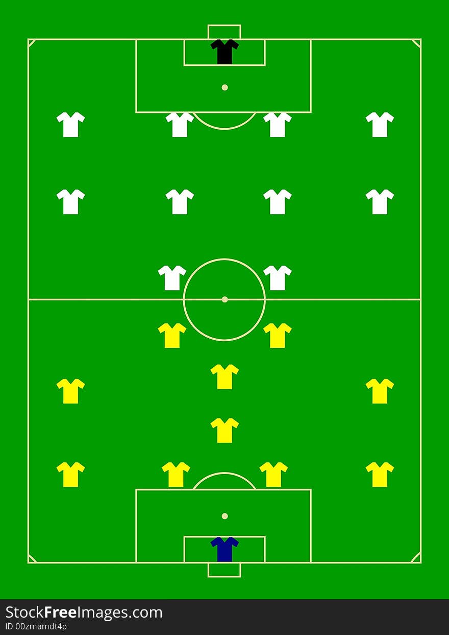 Football field illustration with teams players scheme. Football field illustration with teams players scheme