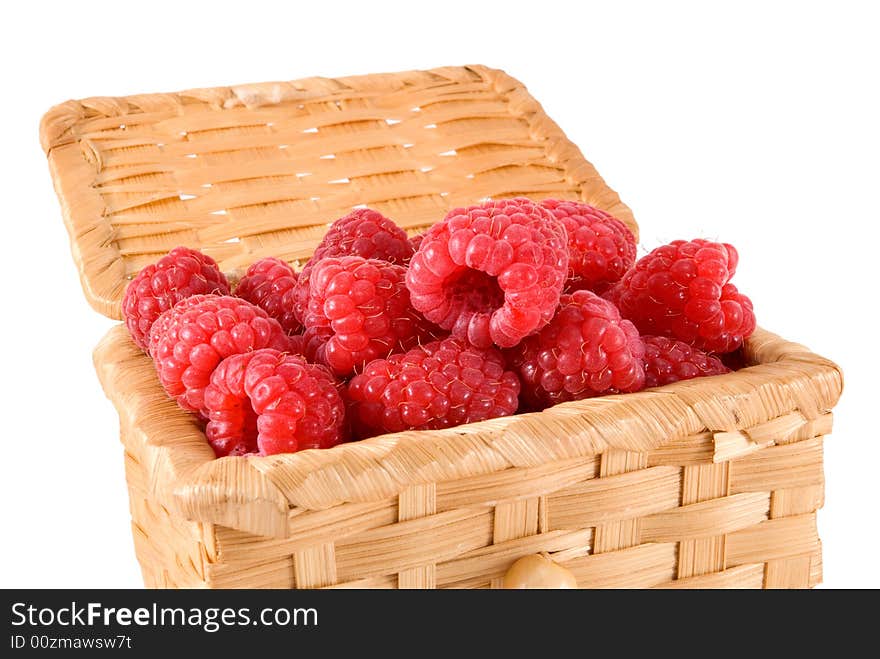 Bast-basket with a raspberry