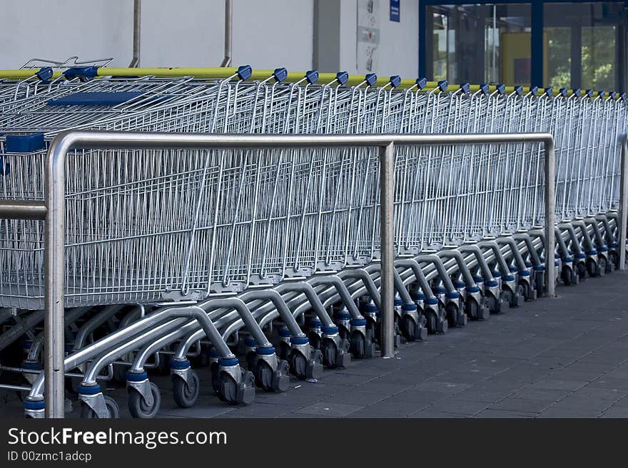 The line of trolley near the shop