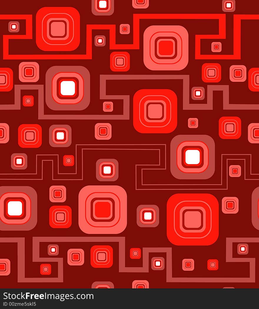 Abstract background with squares and zigzags in red color. Abstract background with squares and zigzags in red color