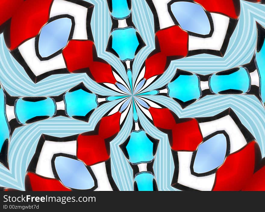 Red cyan blue and white stained glass background pattern