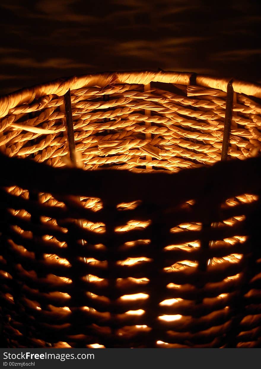 Macro close up of an african lamp  with the light shining through the hand made roaps. Macro close up of an african lamp  with the light shining through the hand made roaps