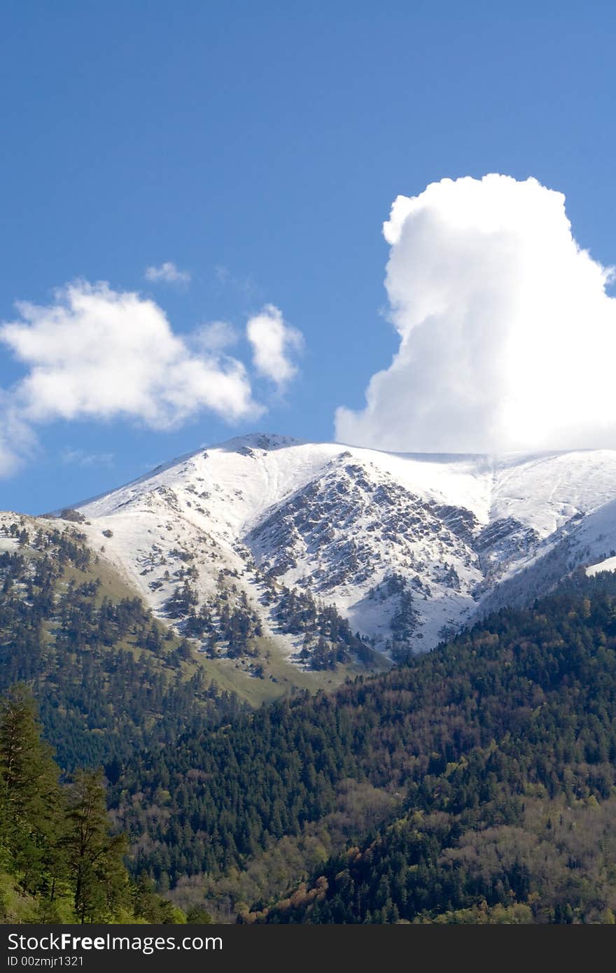 Magnificent mountain panorama with blue sky. Magnificent mountain panorama with blue sky