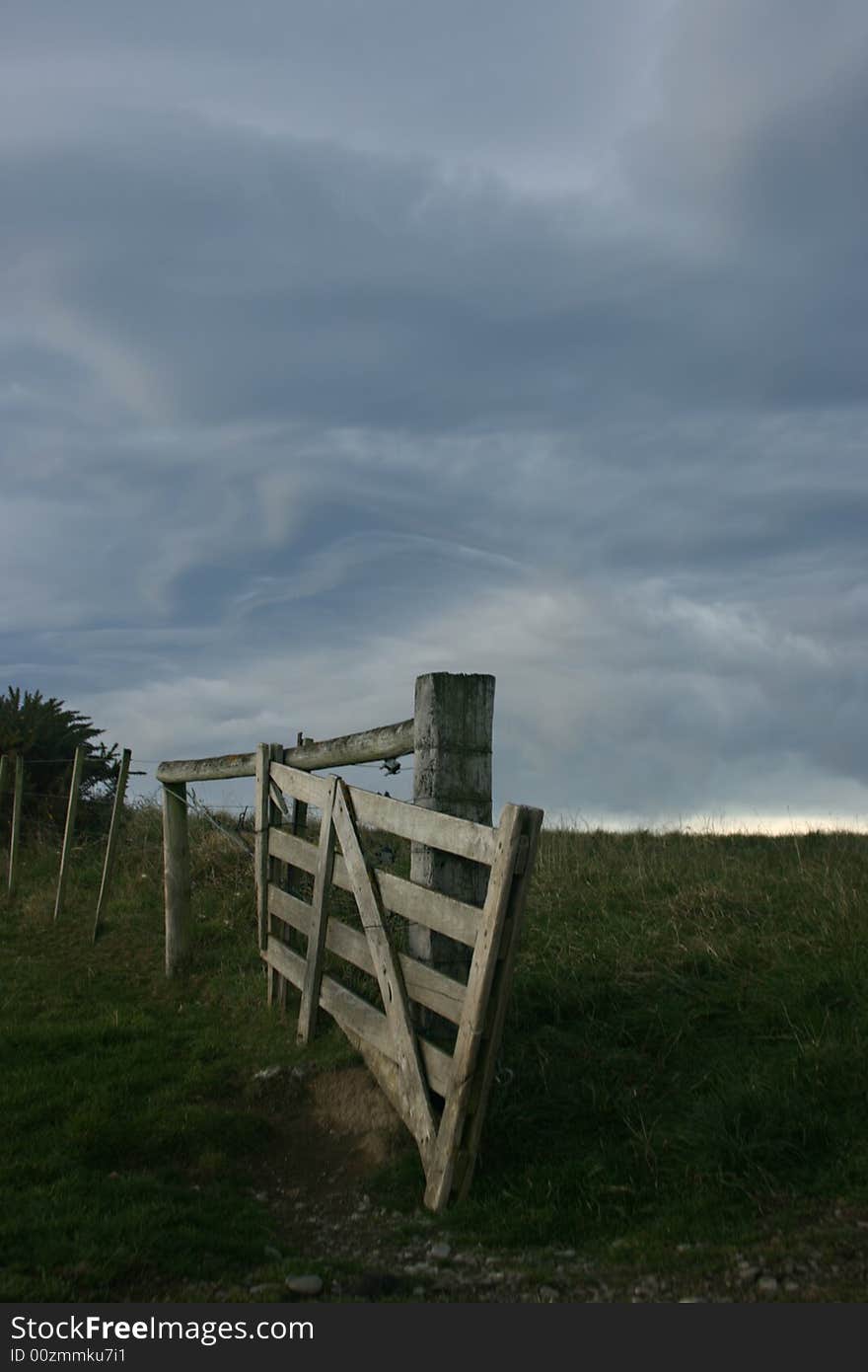 Farm gate left open for animals to change padocks. Farm gate left open for animals to change padocks.