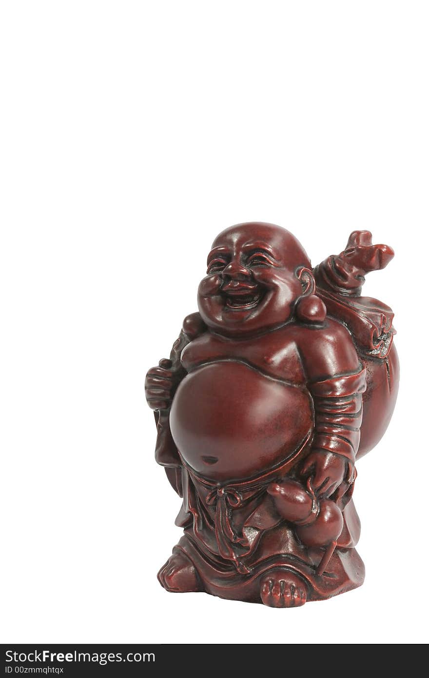 Red laughing Buddha (Budai or Hotei) figures