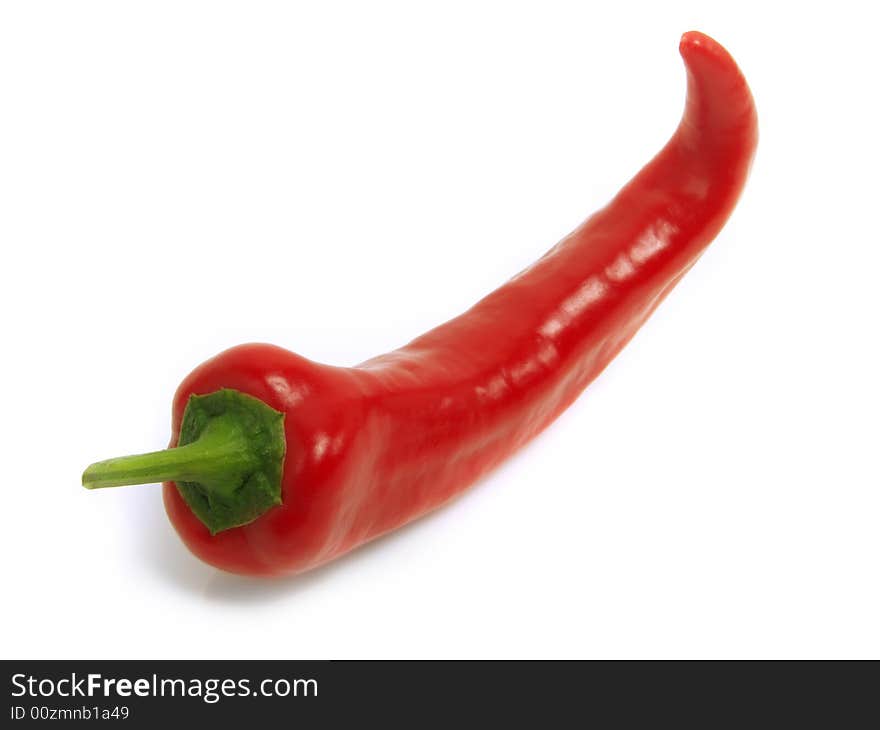 Fresh red chili pepper isolated on white background
