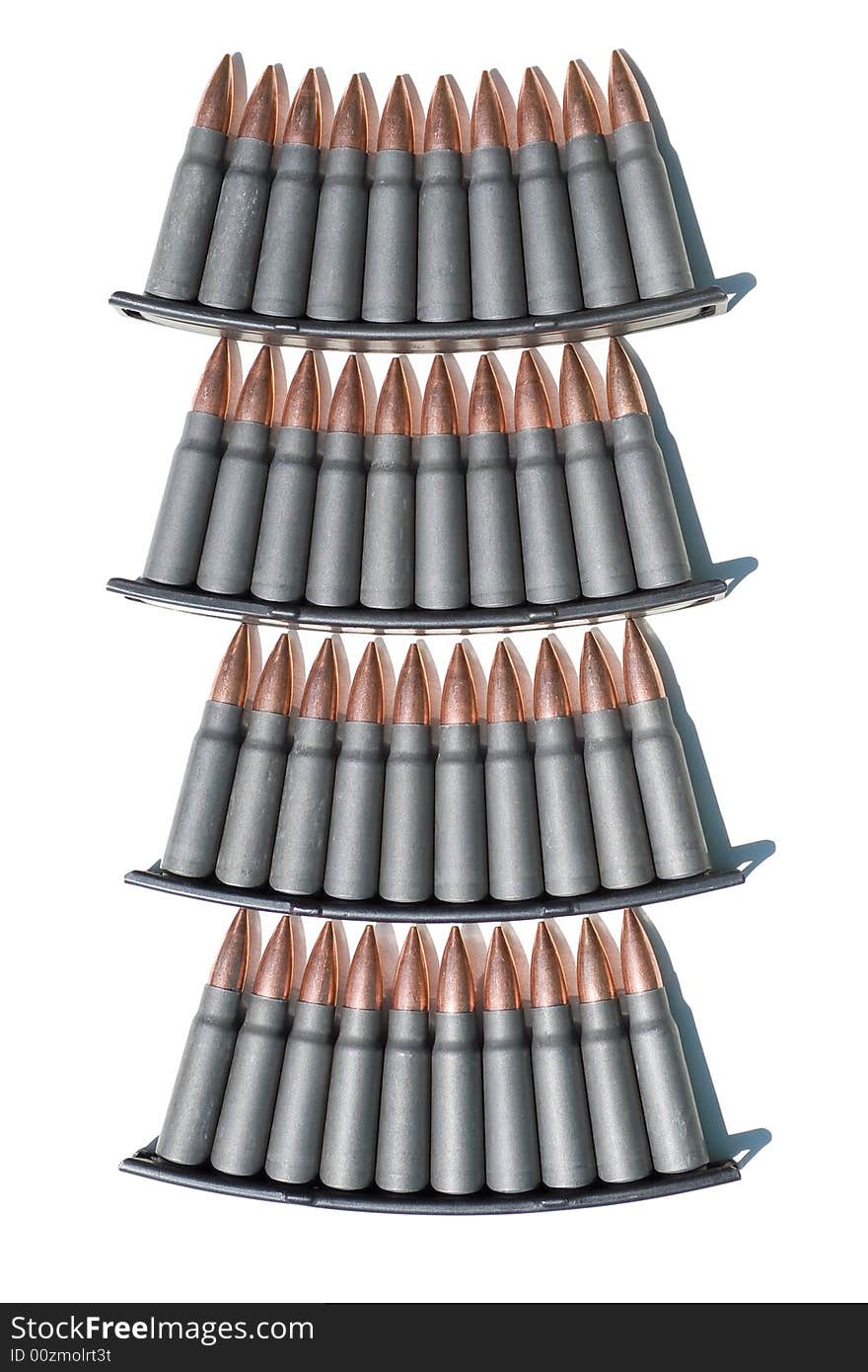 Ammunition of rifled carabine. isolated