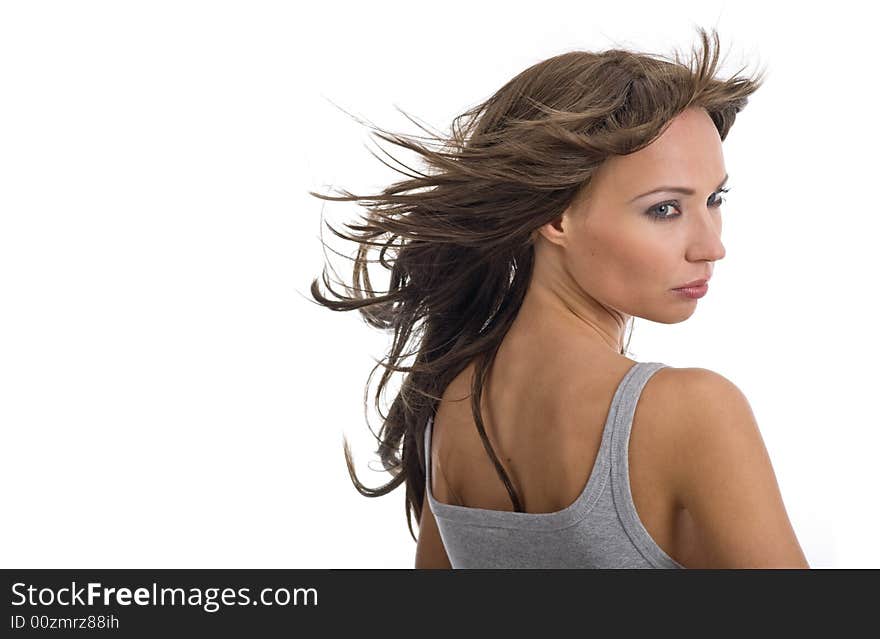 Sexy woman with long hair isolated on white background. Sexy woman with long hair isolated on white background