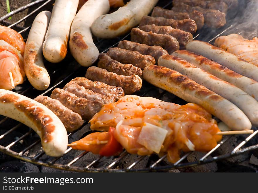 Fresh barbecue with mixed meat