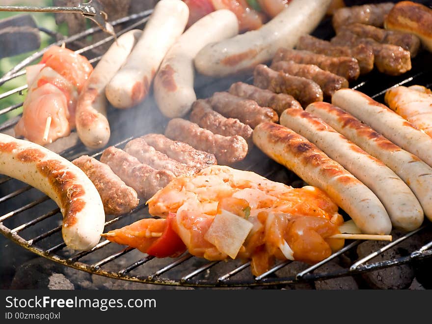 Fresh barbecue with mixed meat