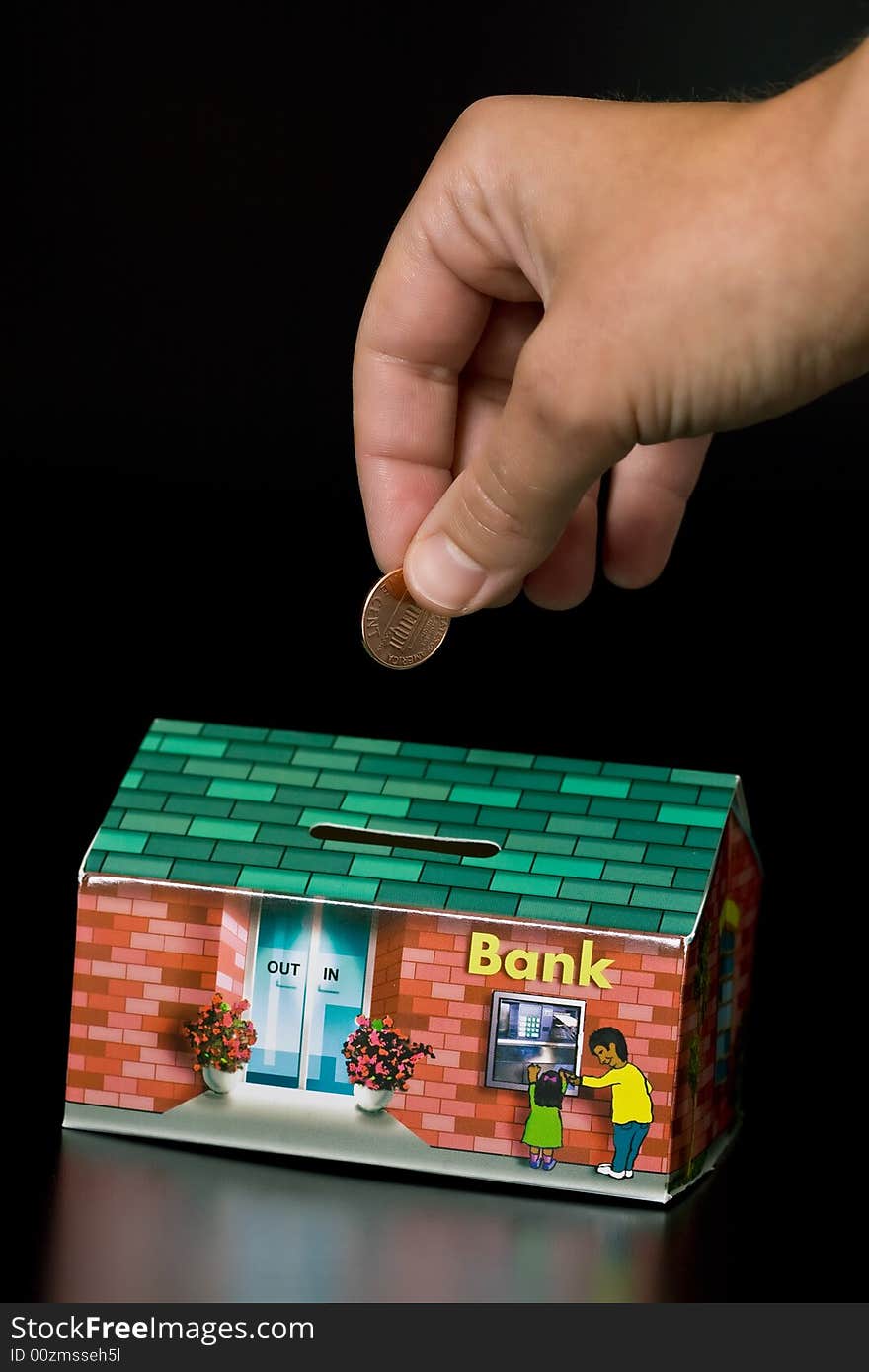 Cardboard Bank Box And Penny