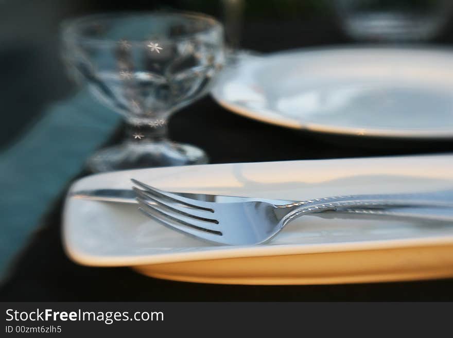 A dinner table detail of a wedding reception table