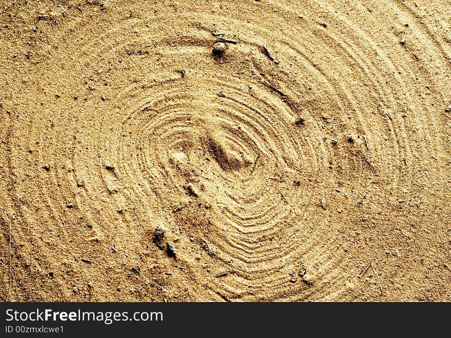 Background with circle in the sand