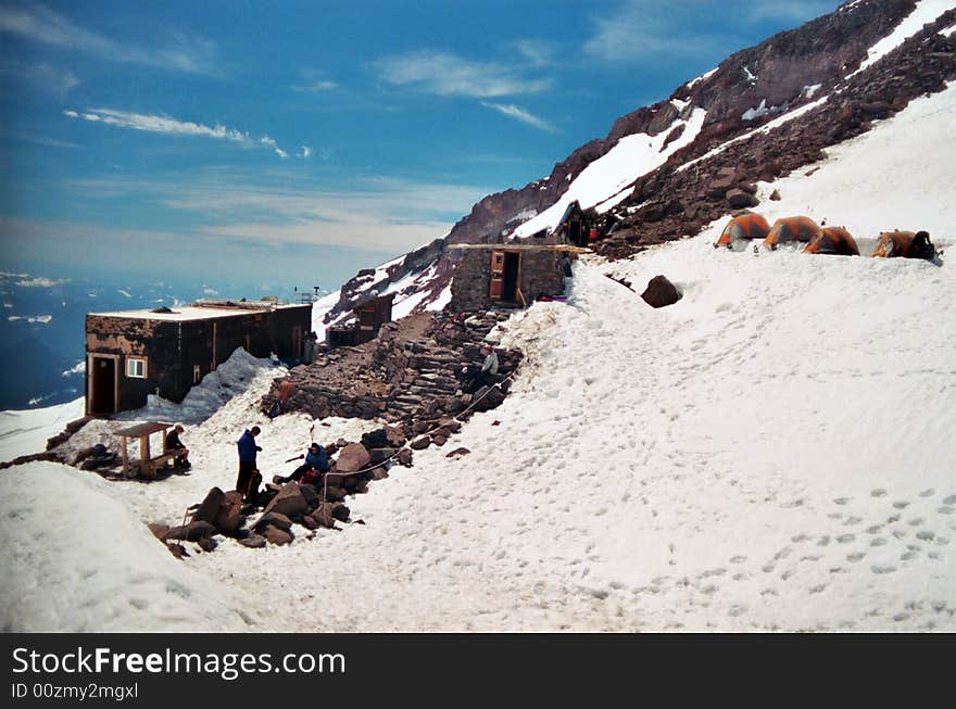 Camp Muir on Mount Rainier at 10,600 ft. Camp Muir on Mount Rainier at 10,600 ft