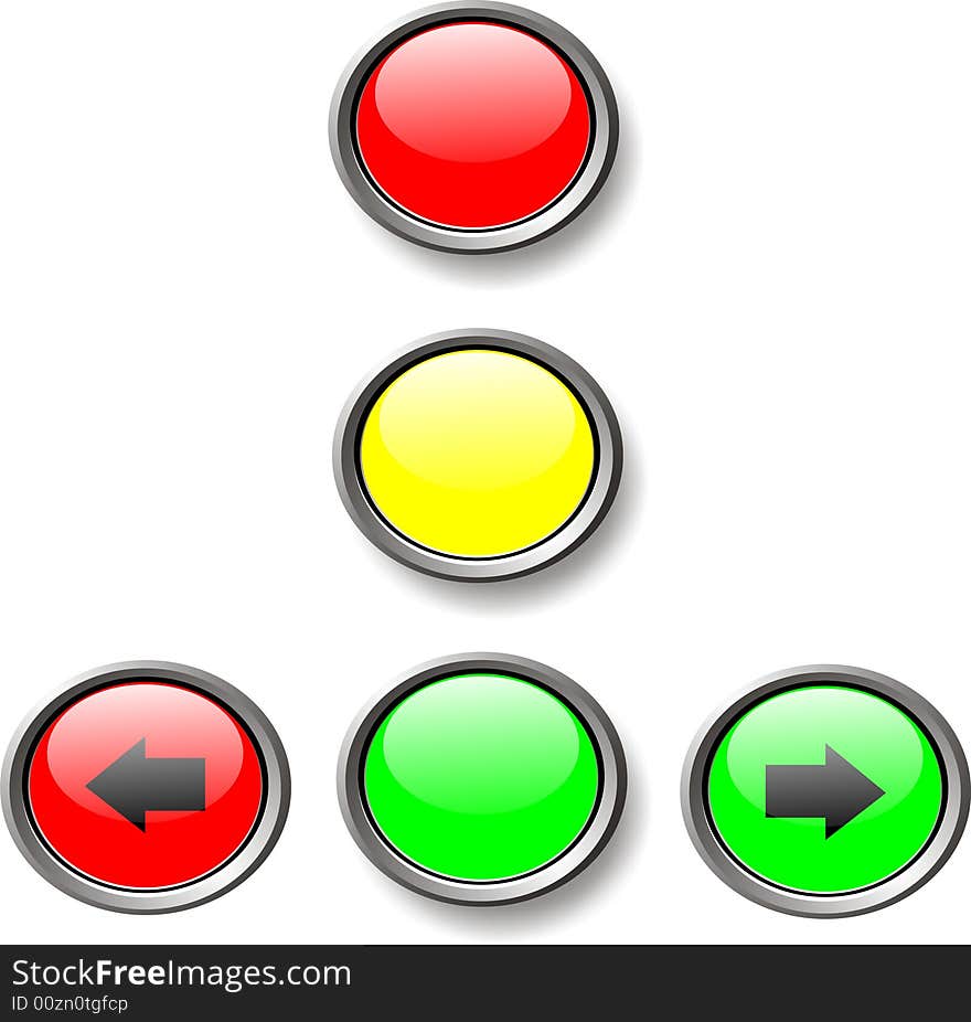 Five colour buttons with arrow