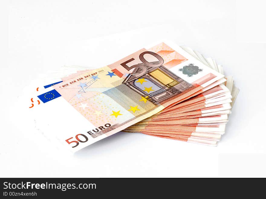 50 Euro Banknotes on a white background