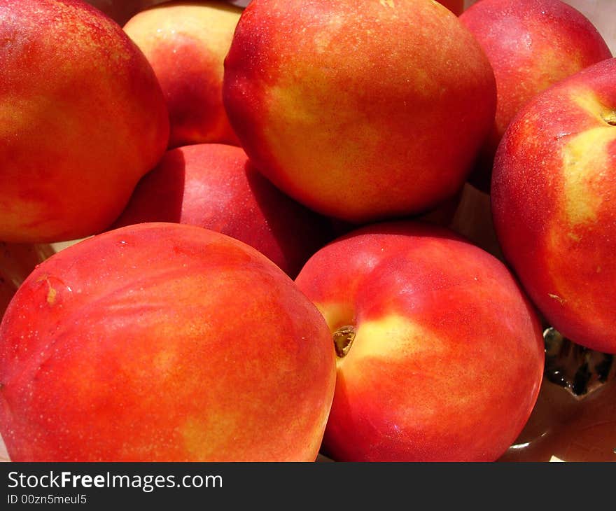 Organic peaches - bunch of peach - red and yellow