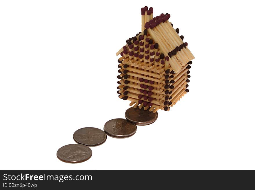 Path made from coins to home.
Isolated image on white background. Path made from coins to home.
Isolated image on white background.