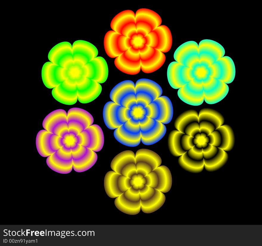 Vector illustration-7 flowers abstract color. Vector illustration-7 flowers abstract color