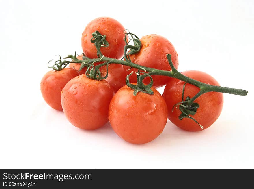 Tomatoes on the white background