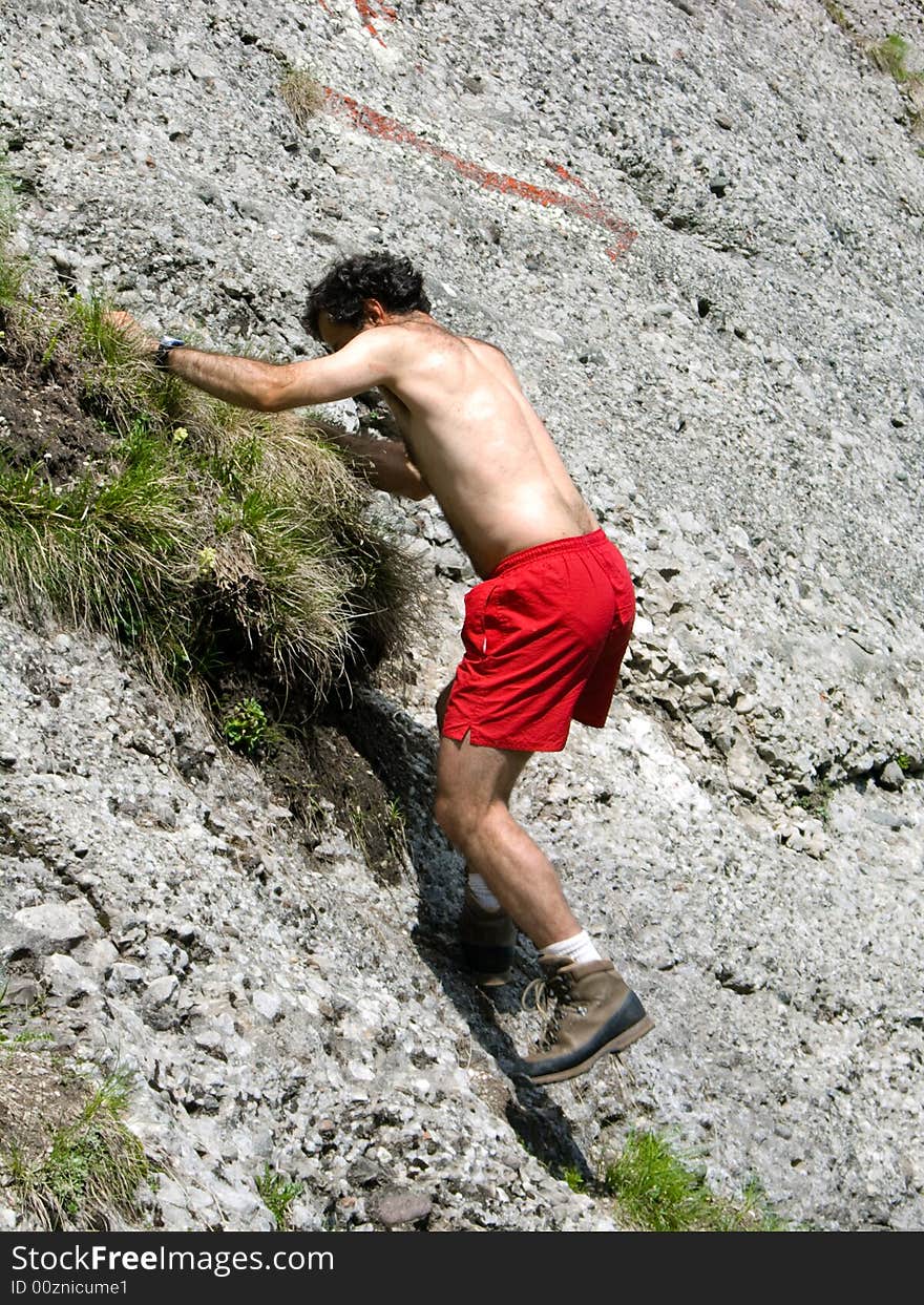 Climber Man On Mountain