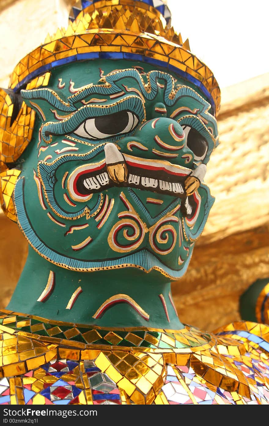 Detai of a Ramakien' statue at Wat Phra Kaew, The Temple of the Emerald Buddha in Bangkok, Thailand, Asia. Detai of a Ramakien' statue at Wat Phra Kaew, The Temple of the Emerald Buddha in Bangkok, Thailand, Asia.